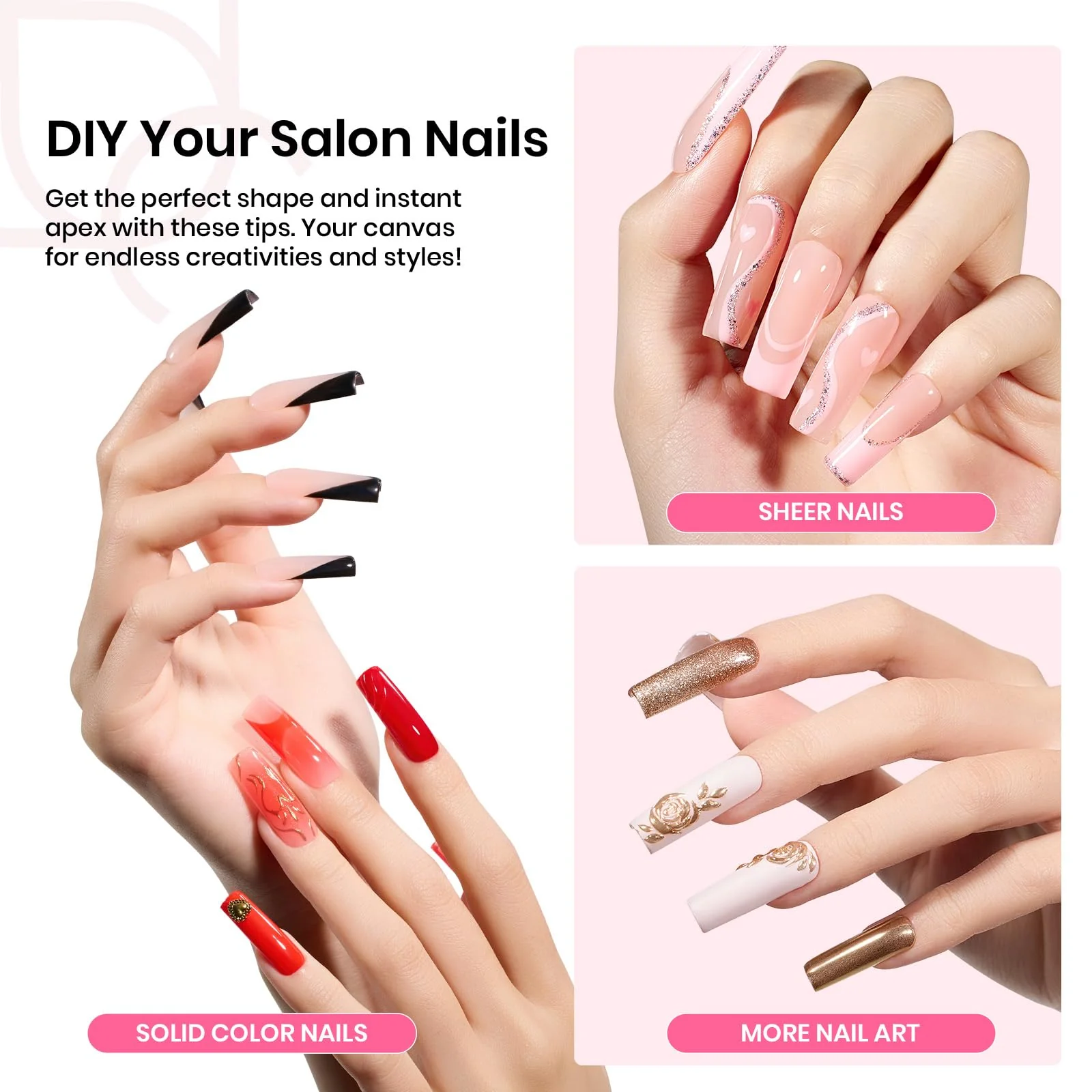 Tipex Long Square Half Matte Nail Tips Kit |210pcs - Image 7