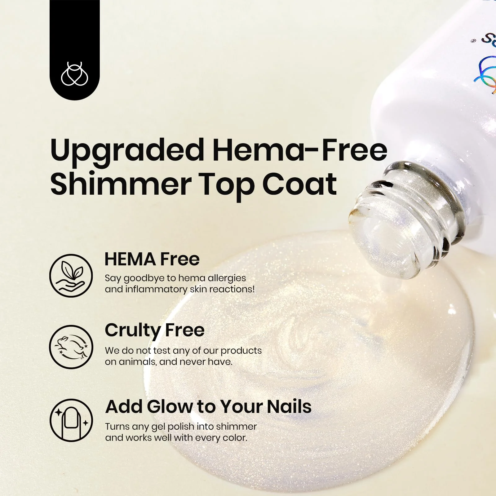 Upgraded Hema Free Pearl Glitter  Top Coat 15ML - Image 4