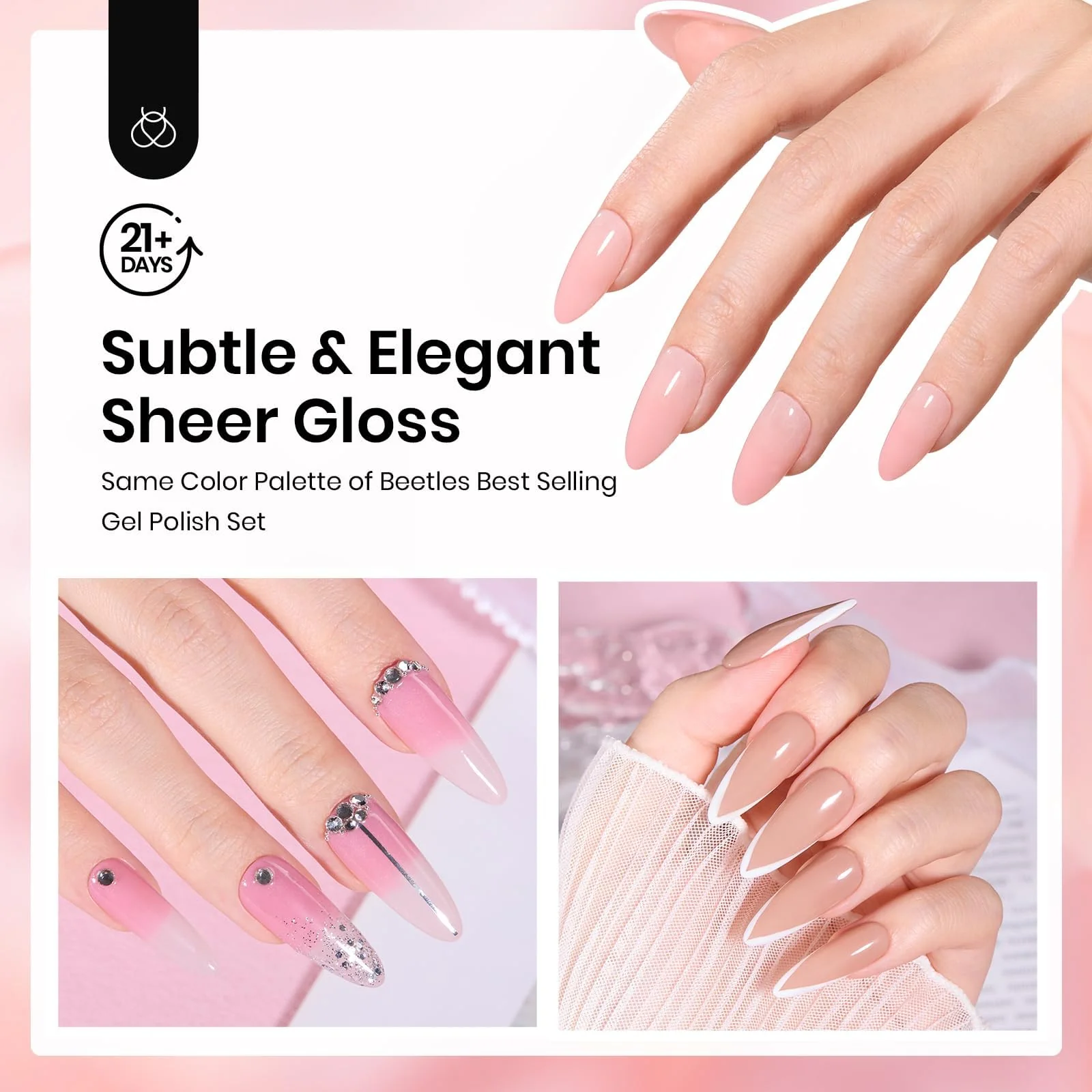 Veil of Heaven | Dip Powder Nail Kit 6 Color Nude Pink Brow - Image 3