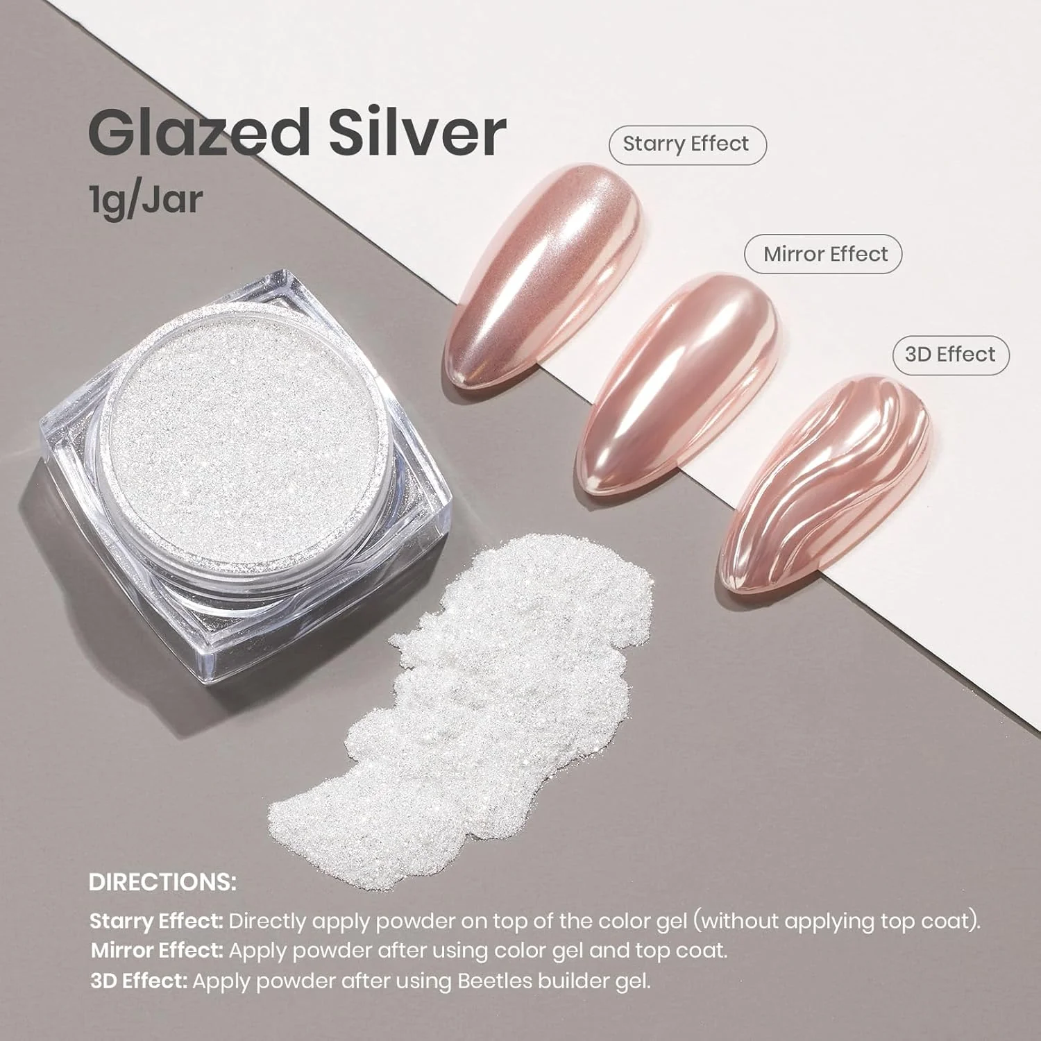 White Pearl - Chrome Nail Powder - Image 3